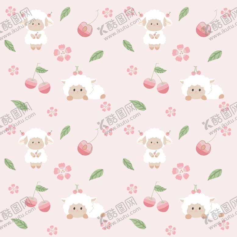编号：45992704031042246106【酷图网】源文件下载-粉色樱桃猫咪可爱图案