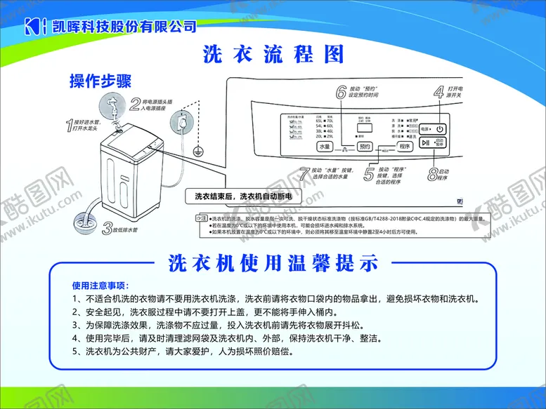 编号：56174501260613197781【酷图网】源文件下载-洗衣流程图 使用温馨提示