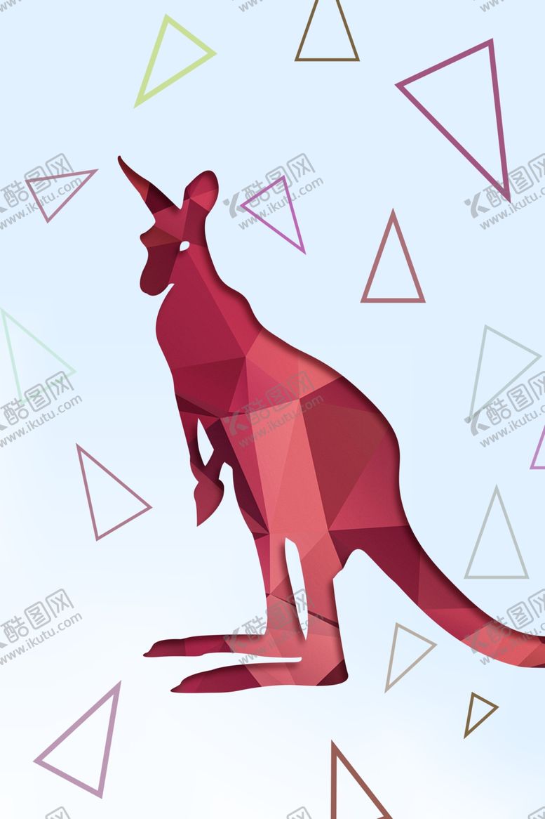 编号：63981710140335392628【酷图网】源文件下载-北欧几何动物袋鼠装饰画图片