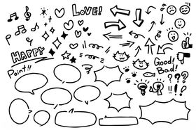 手绘创意对话气泡与符号