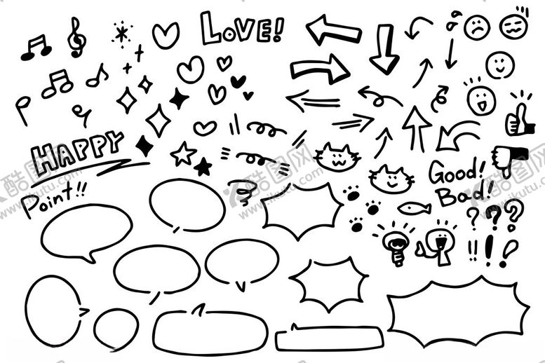 编号：49237311021457529553【酷图网】源文件下载-手绘创意对话气泡与符号