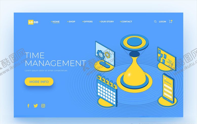 编号：30055703160407017888【酷图网】源文件下载-时间管理登录页矢量模板