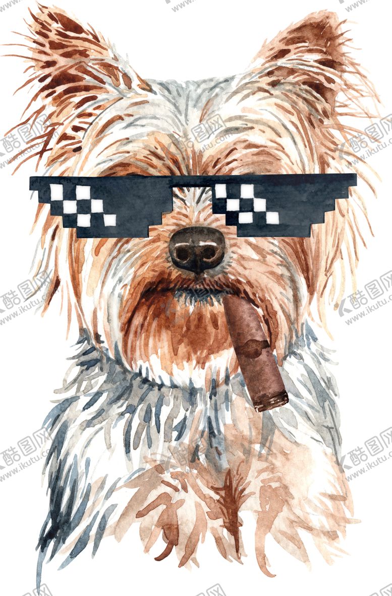 编号：15945309091000595838【酷图网】源文件下载-水彩绘画可爱小狗