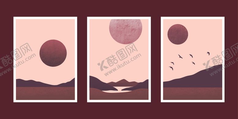 编号：65529410062157174478【酷图网】源文件下载-三幅星球风景装饰画