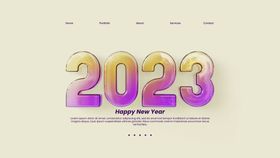 2023年兔年怀抱数字迎新年