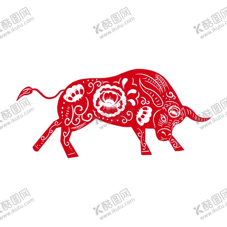 编号：64243105070811318954【酷图网】源文件下载-剪纸牛