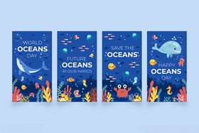 海洋主题卡通插画海报