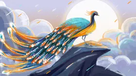 国潮插画展板中风宣传西域荷花