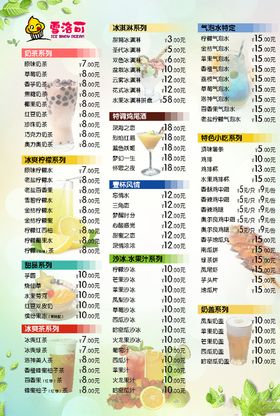 水吧餐牌