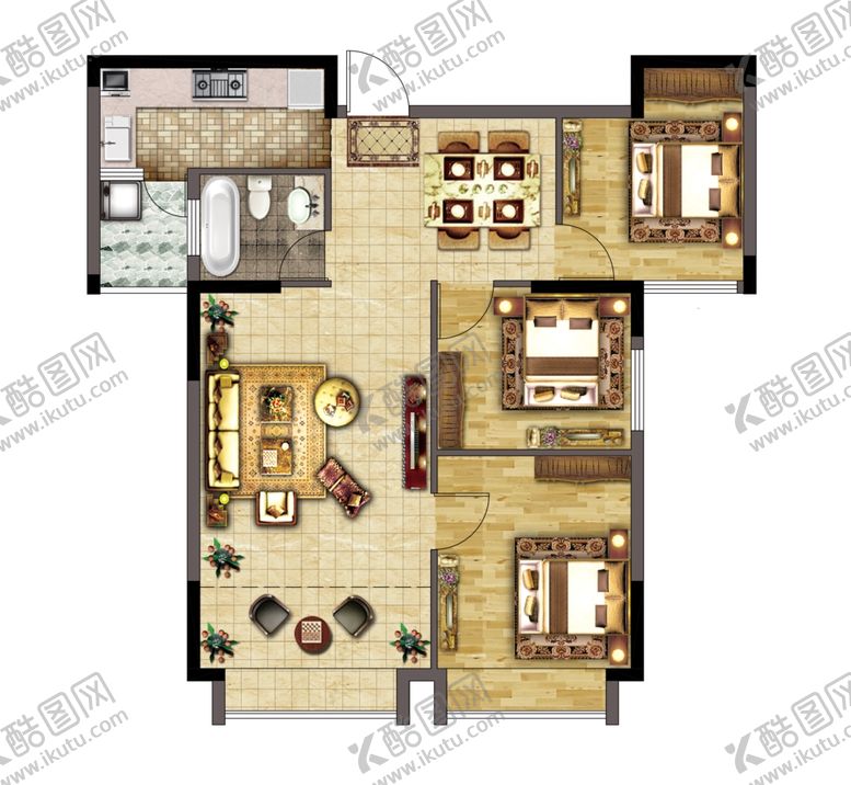编号：44558010050058397106【酷图网】源文件下载-房地产户型