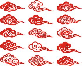 中式传统红色祥云图案