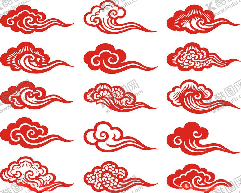 编号：71739704281340043675【酷图网】源文件下载-中式传统红色祥云图案