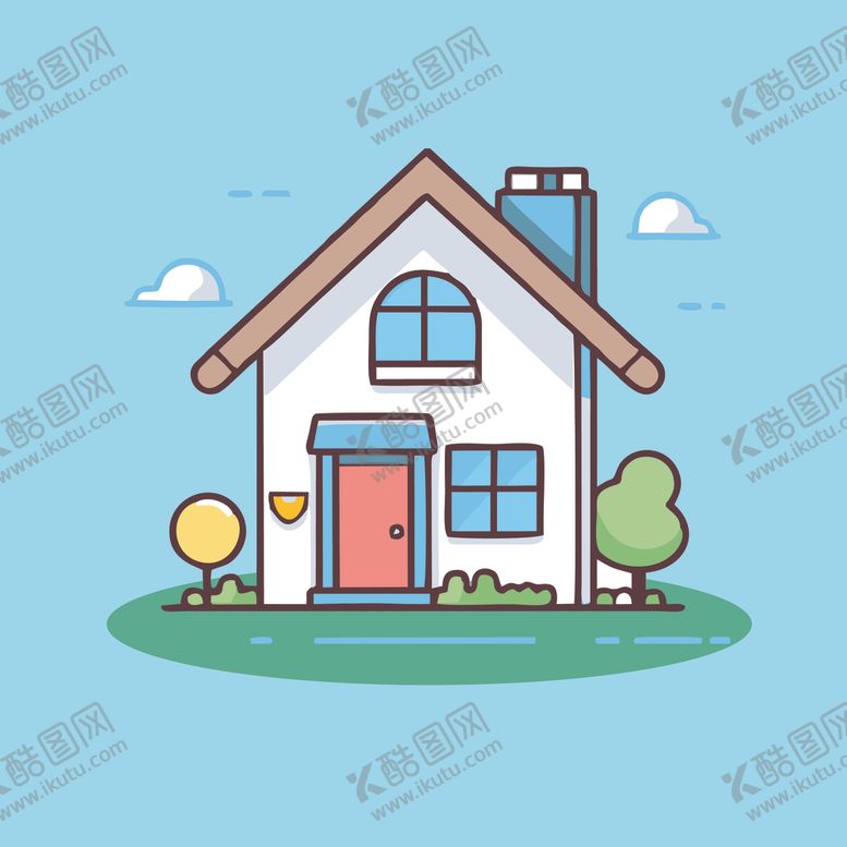 编号：14443801192243094859【酷图网】源文件下载-卡通阳光小房子矢量简笔画