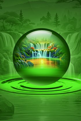奇幻水晶球中的山水景观