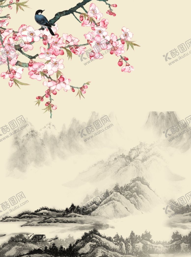 编号：92632610191550336425【酷图网】源文件下载-青黛水墨山水
