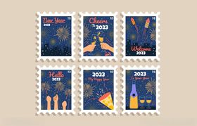 科幻风格邮票图案展示