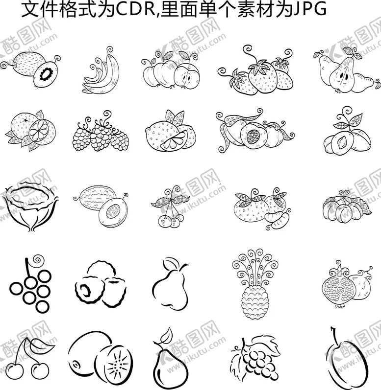 编号：84530011180244401327【酷图网】源文件下载-植物水果简笔画