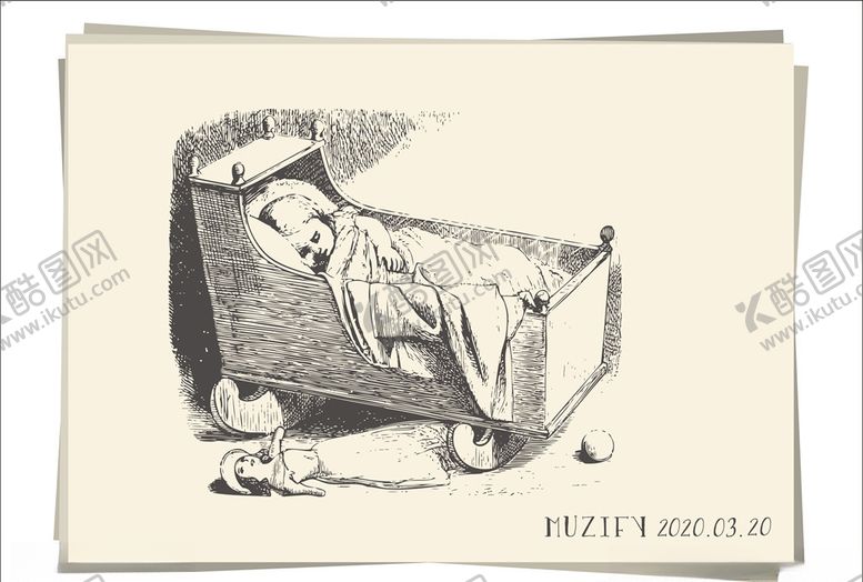 编号：84026610121503524699【酷图网】源文件下载-睡着的孩子素描画