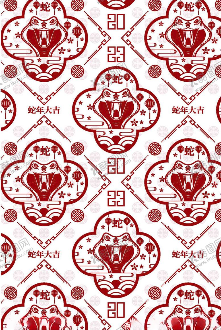 编号：76651102241424423061【酷图网】源文件下载-红色新年蛇年底纹边框