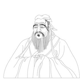 古代人物线矢量图