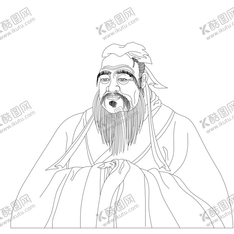 编号：92328010170337323830【酷图网】源文件下载-古代人物6线描