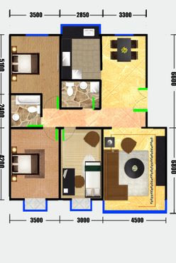 彩平户型图商业住宅清新平面