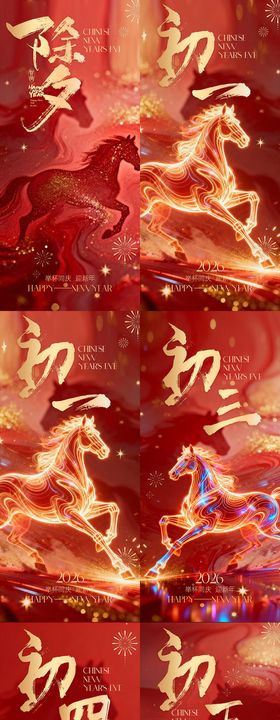 过年除夕初一初二初三初四初五海报