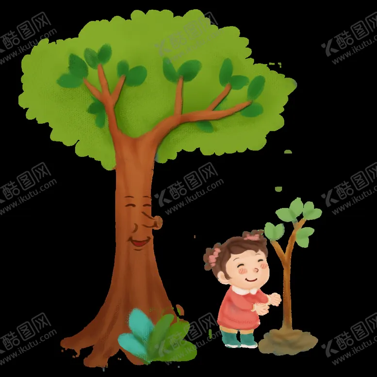 编号：44333010190542016278【酷图网】源文件下载-植树节小姑娘种植小树苗