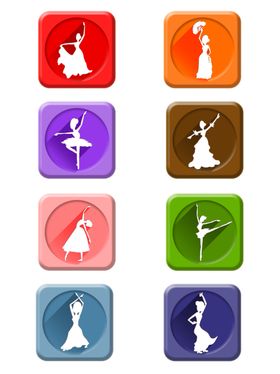 手绘立体舞蹈图标芭蕾孔雀舞爵