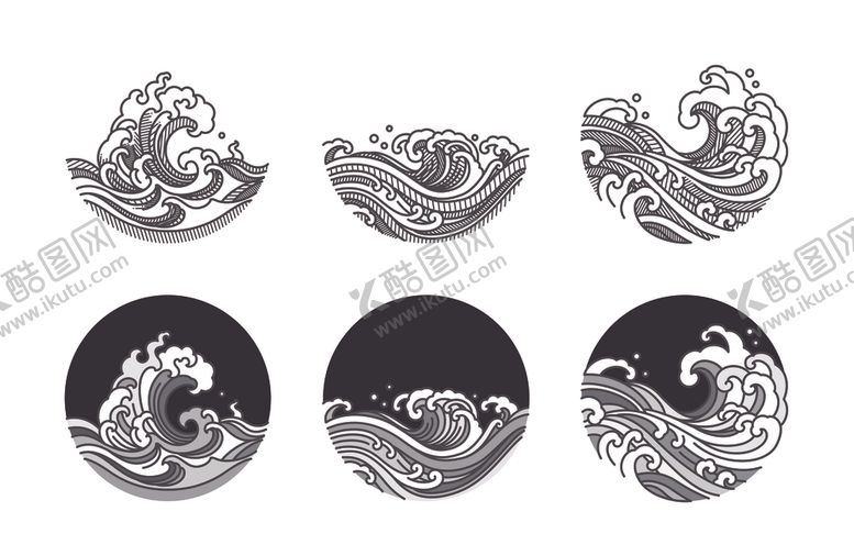编号：75665705140313334099【酷图网】源文件下载-中国风日式浪花底纹背景