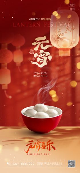 元宵节实景创意氛围感海报