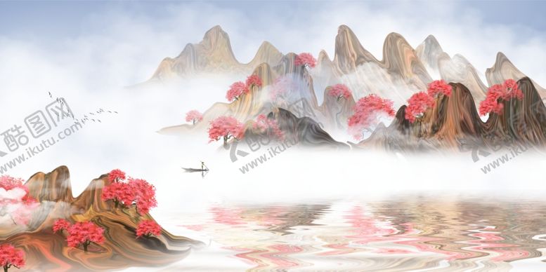 编号：64001209170654128125【酷图网】源文件下载-新中式山水背景