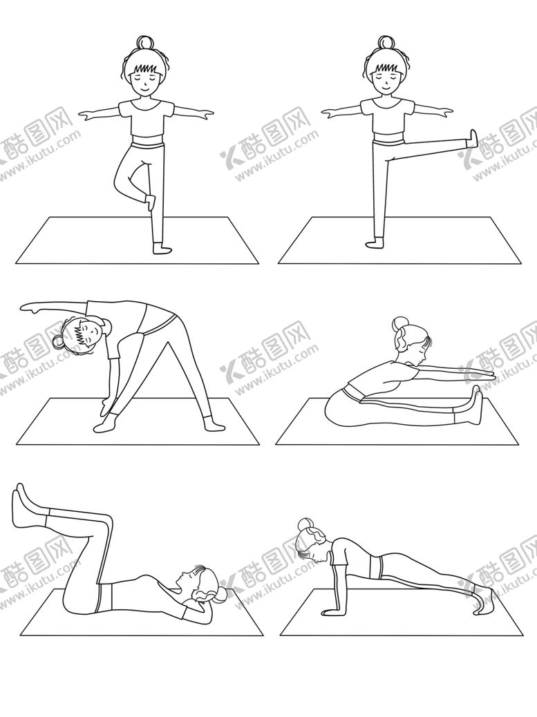 编号：18766209280348515054【酷图网】源文件下载-手绘线条简约居家运动锻炼健身操