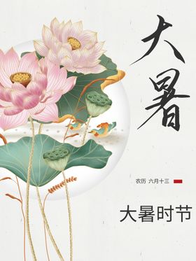 大暑微信海报节气海报清新二十四节气