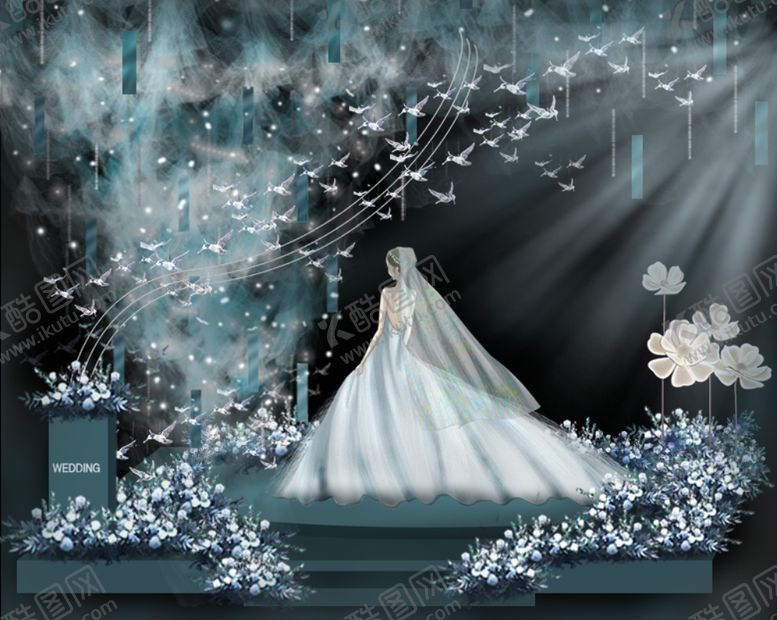 编号：10359709250733357126【酷图网】源文件下载-蓝色婚礼宴会设计