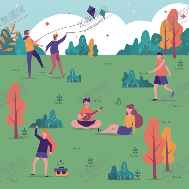 编号：64891310011333441457【酷图网】源文件下载-扁平化户外郊游主题插画