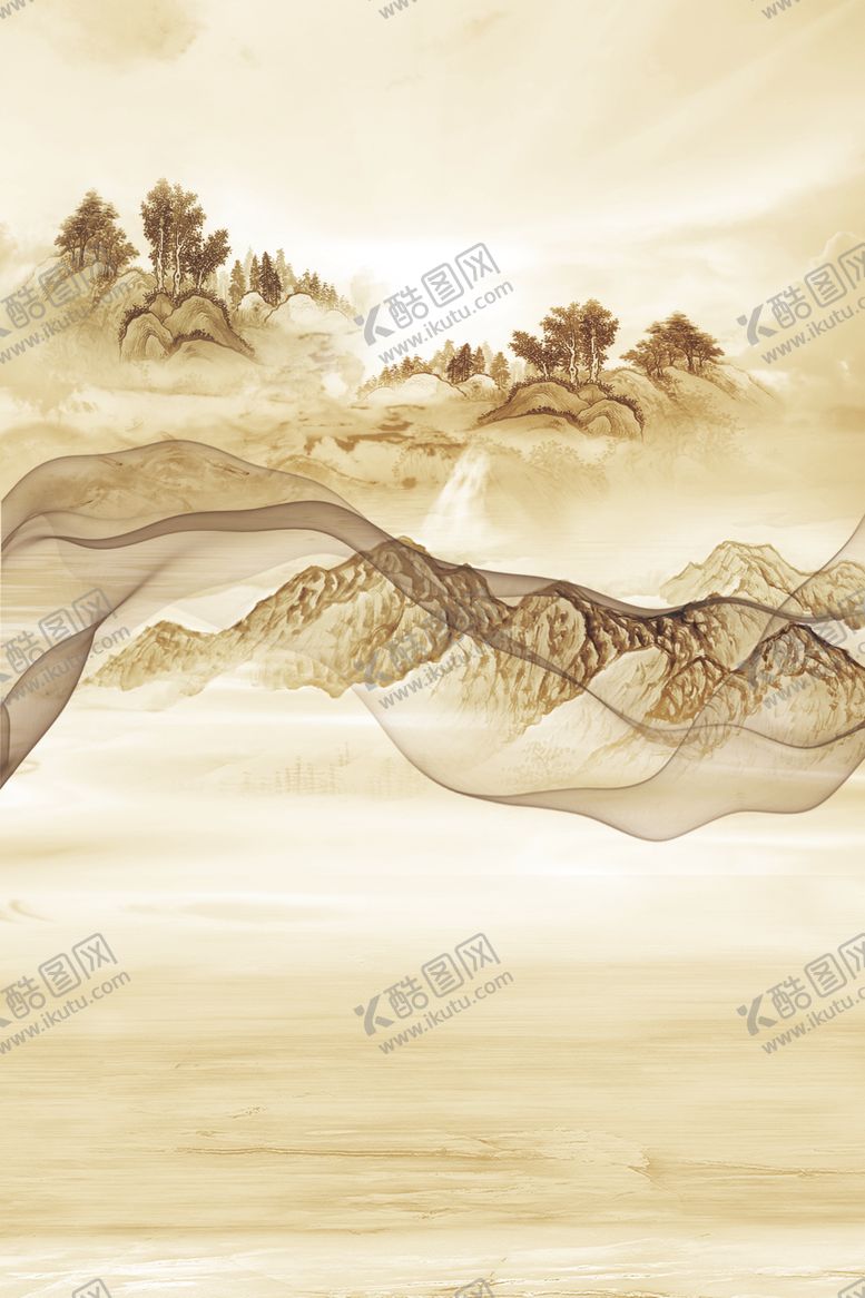 编号：16165710251523012699【酷图网】源文件下载-水墨山水玄关装饰画