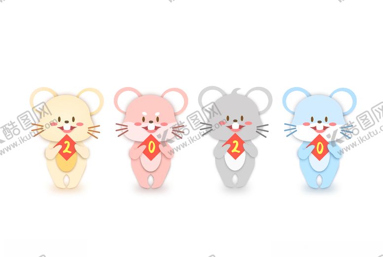 编号：13508209120628247640【酷图网】源文件下载-矢量新年2020四只老鼠元素
