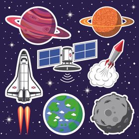 太阳云朵星球彩虹