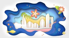 武汉地标建筑城市插画卡通背景