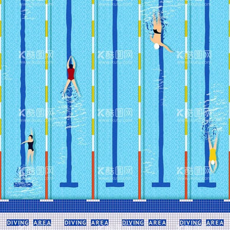 编号：54812609230122287349【酷图网】源文件下载-游泳比赛插画