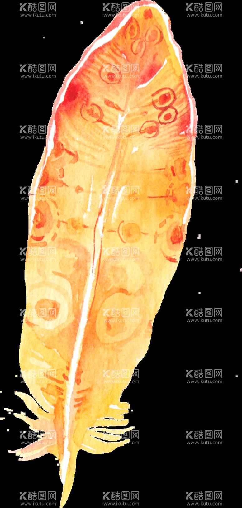 编号：68582211081230466037【酷图网】源文件下载-梦幻渐变色水彩手绘羽毛透明素材