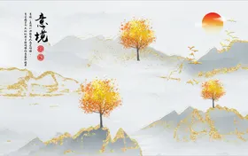 山水画客厅素材玄关