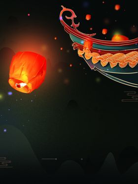 手绘古风灯笼背景