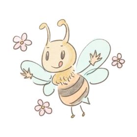 花丛间跳舞的蜜蜂插画