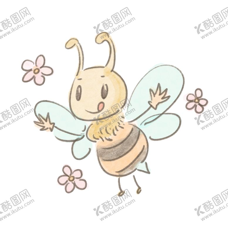 编号：12208210180203331864【酷图网】源文件下载-花丛间跳舞的蜜蜂插画