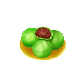清明节素材传统小吃春天绿色山水人物插图