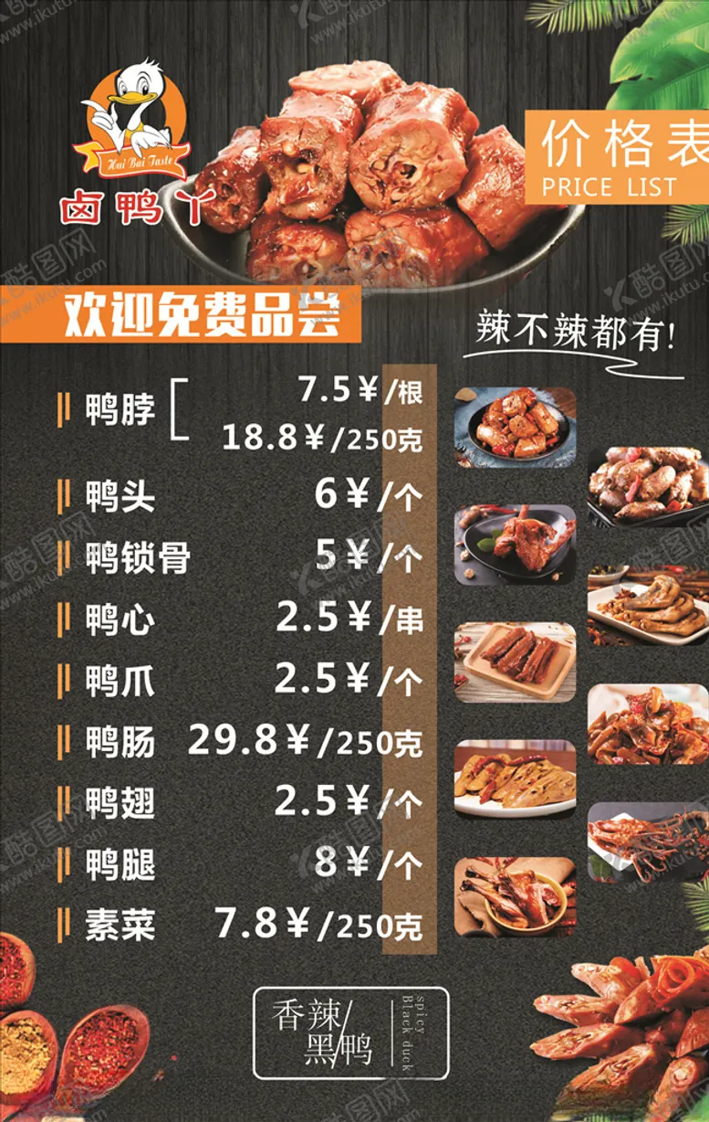 编号：28848807022109425368【酷图网】源文件下载-鸭脖海报菜单