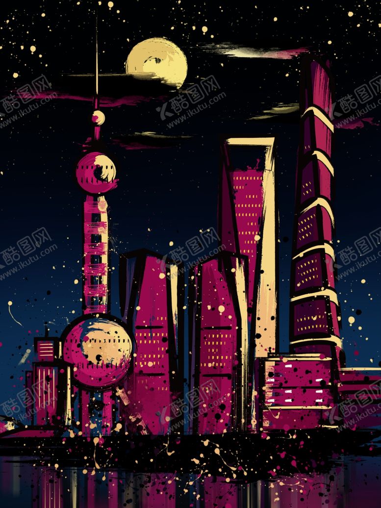 编号：50454105102249289784【酷图网】源文件下载-手绘现代建筑地标图片