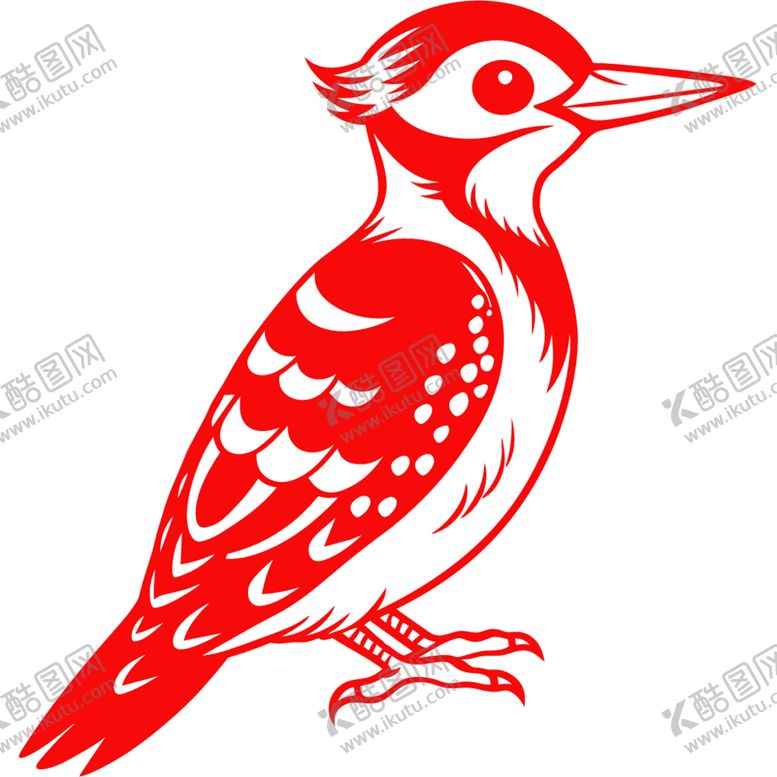 编号：14481612211800095996【酷图网】源文件下载-剪纸风格的啄木鸟